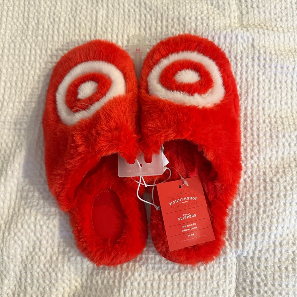 Wondershop Red and White Plush Target Slippers